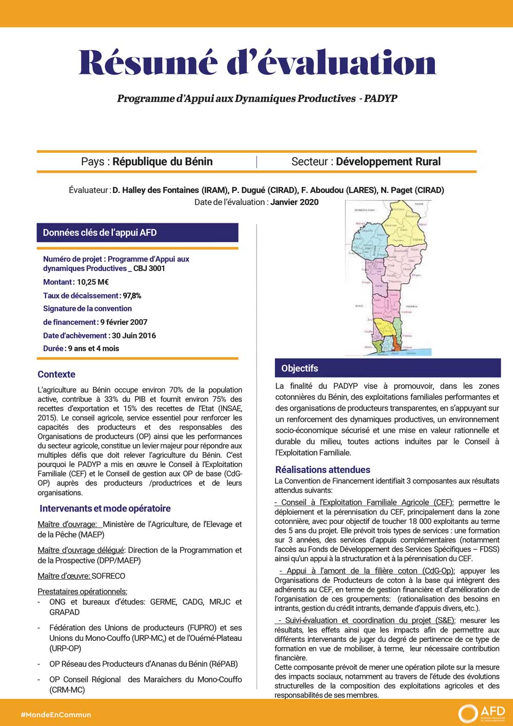 Résumé d'évaluation - Programme d’appui aux dynamiques productives (PADYP), Bénin